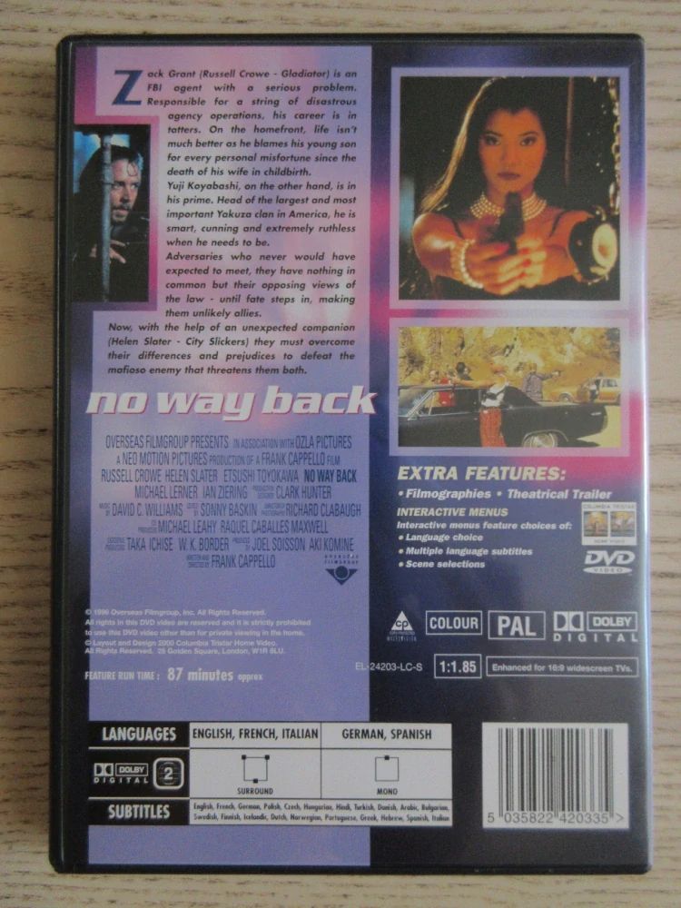 NENÍ CESTY ZPĚT, R.CROWE,H.SLATER, GB OBAL, ČESKÉ TITULKY, DVD FILM