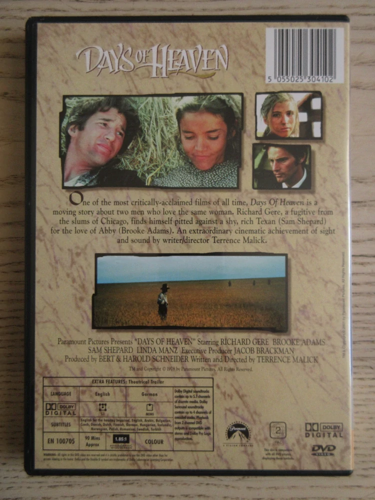 NEBESKÉ DNY, R.GERE, GB OBAL, ČESKÉ TITULKY, DVD FILM