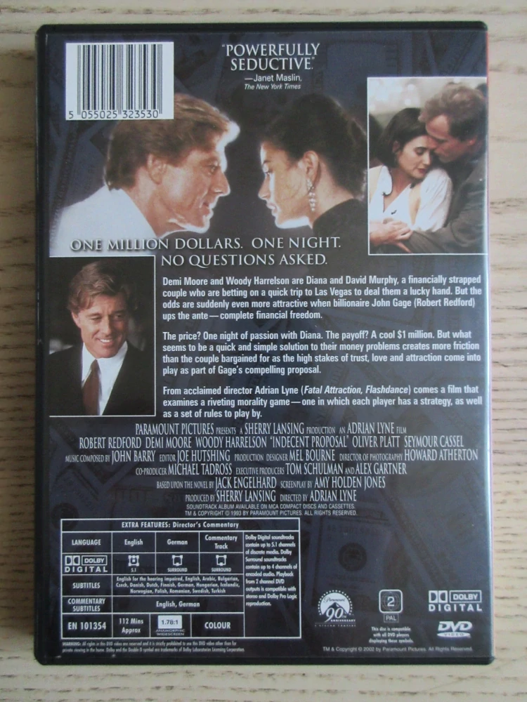 NESLUŠNÝ NÁVRH, R.REDFORD, D.MOORE, GB OBAL, ČESKÉ TITULKY, DVD FILM