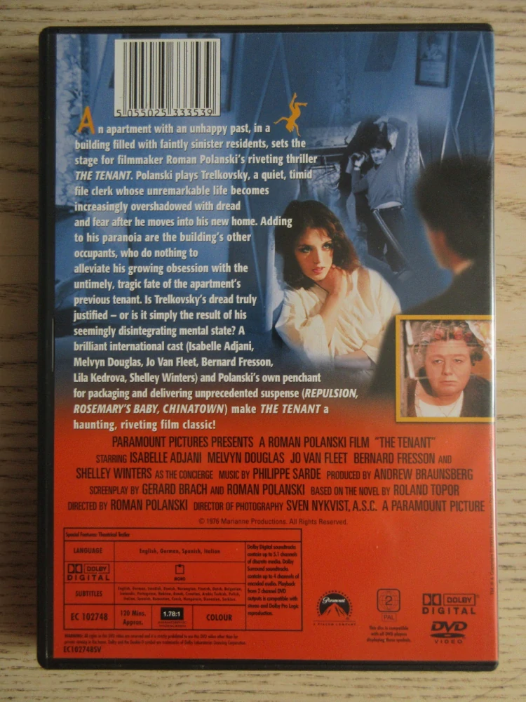 NÁJEMNÍK, R.POLANSKI, I.ADJANI, S.WINTERS, GB OBAL, ČESKÉ TITULKY, DVD FILM