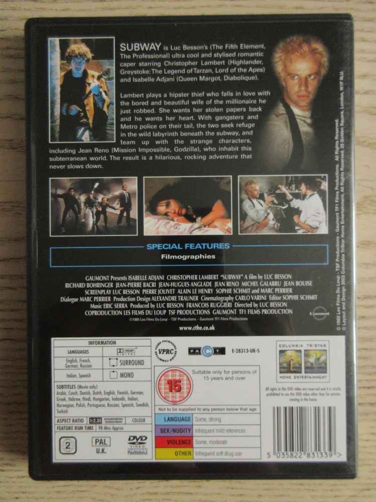 PODZEMKA, I.ADJANI, CH.LAMBERT, GB OBAL, ČESKÉ TIT. DVD FILM
