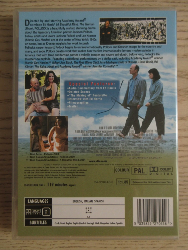 POLLOCK, ED HARRIS, GB OBAL, ČESKÉ TIT. DVD FILM