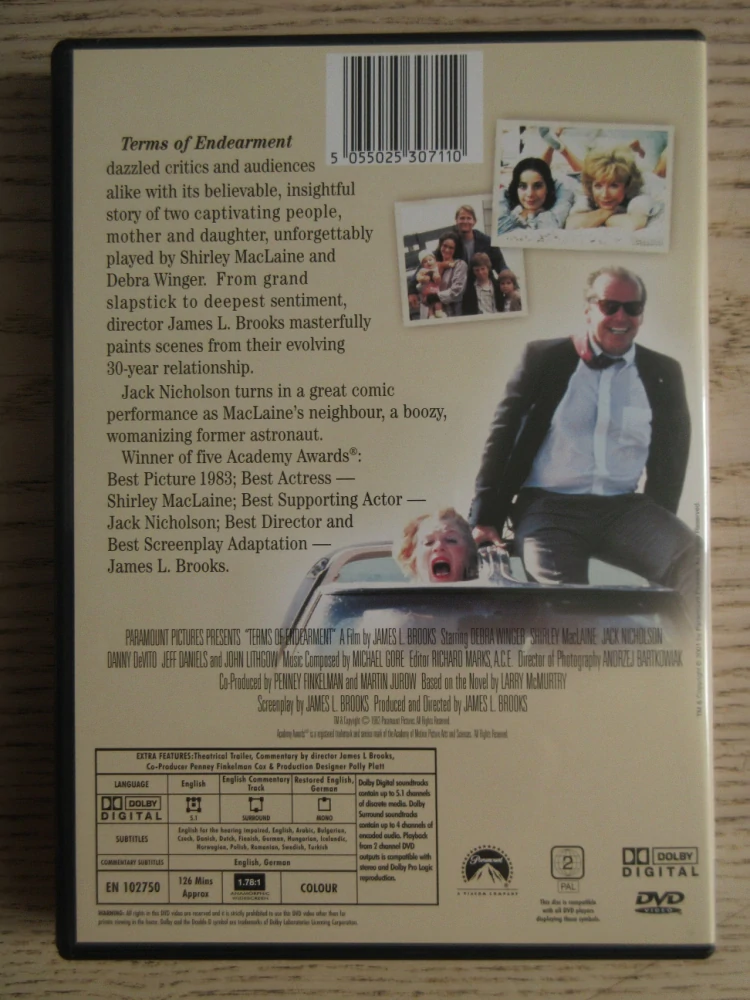 CENA ZA NĚŽNOST, S.MCLAINE, J.NICHOLSON, GB OBAL, ČESKÉ TIT. DVD FILM