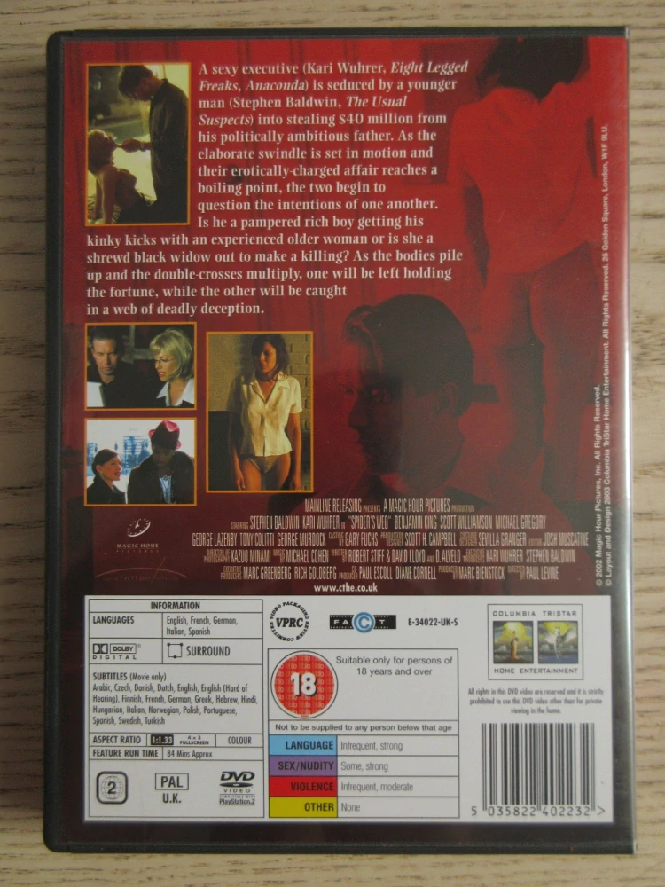 PAVOUČÍ SÍŤ, S.BALDWIN, GB OBAL, ČESKÉ TIT. DVD FILM