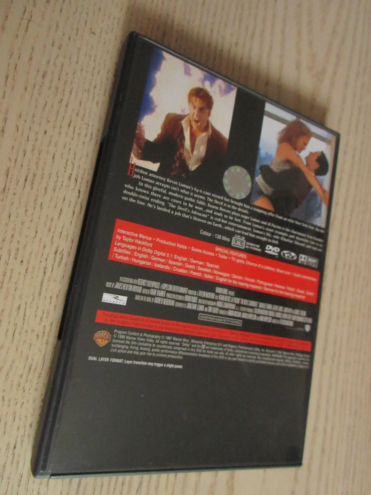 ĎÁBLŮV ADVOKÁT, K.REEVES, AL PACINO, GB OBAL, ČESKÉ TIT. DVD FILM