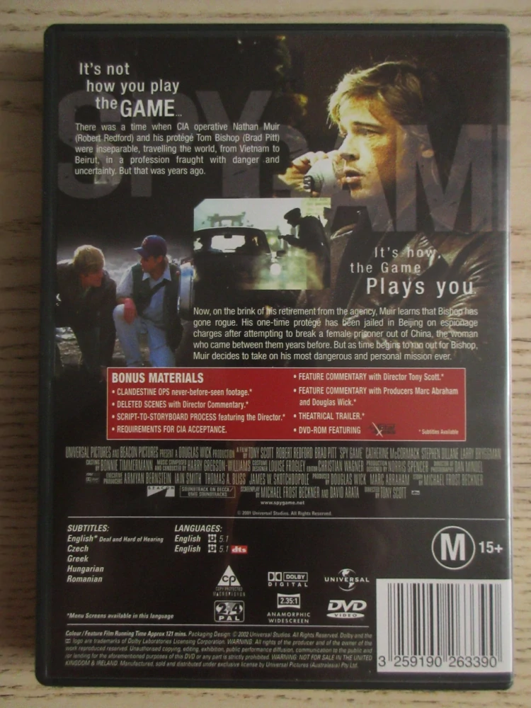 HRA ŠPIONŮ, R.REDFORD, B.PITT, GB OBAL, ČESKÉ TIT. DVD FILM