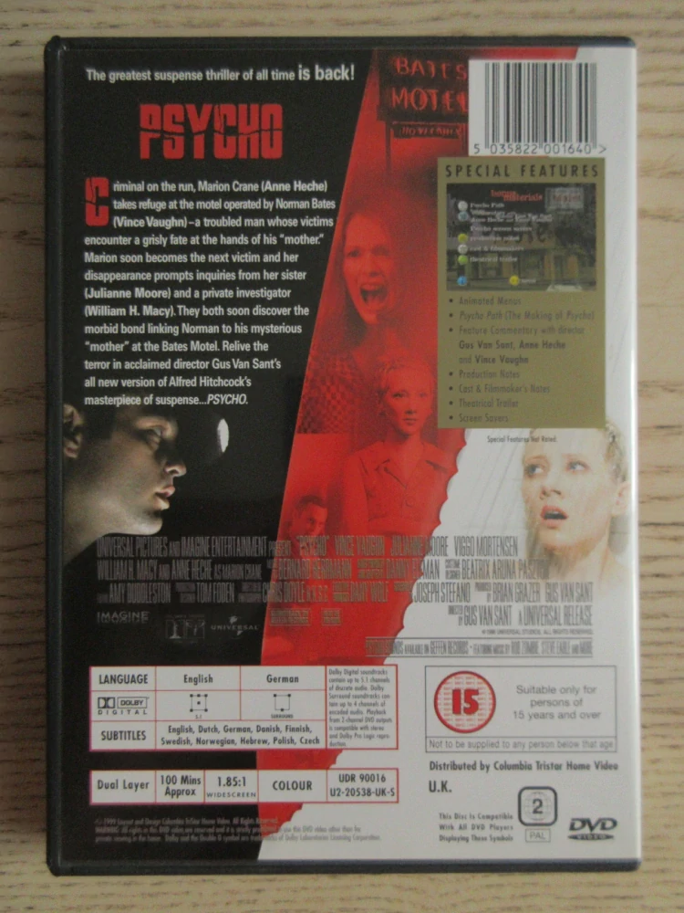 PSYCHO, V.MORTENSEN, A.HECHE, GB OBAL, ČESKÉ TIT. DVD FILM