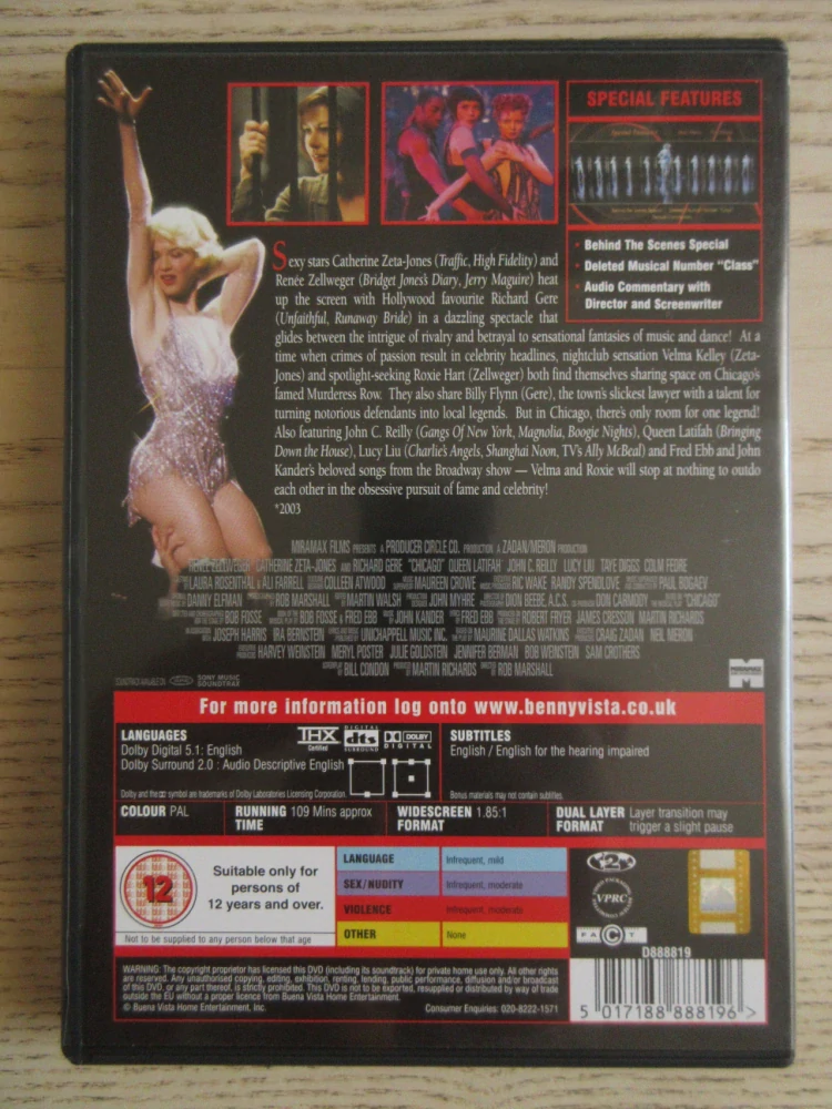 CHICAGO, R.GERE, GB OBAL, ČESKÉ DVD FILM