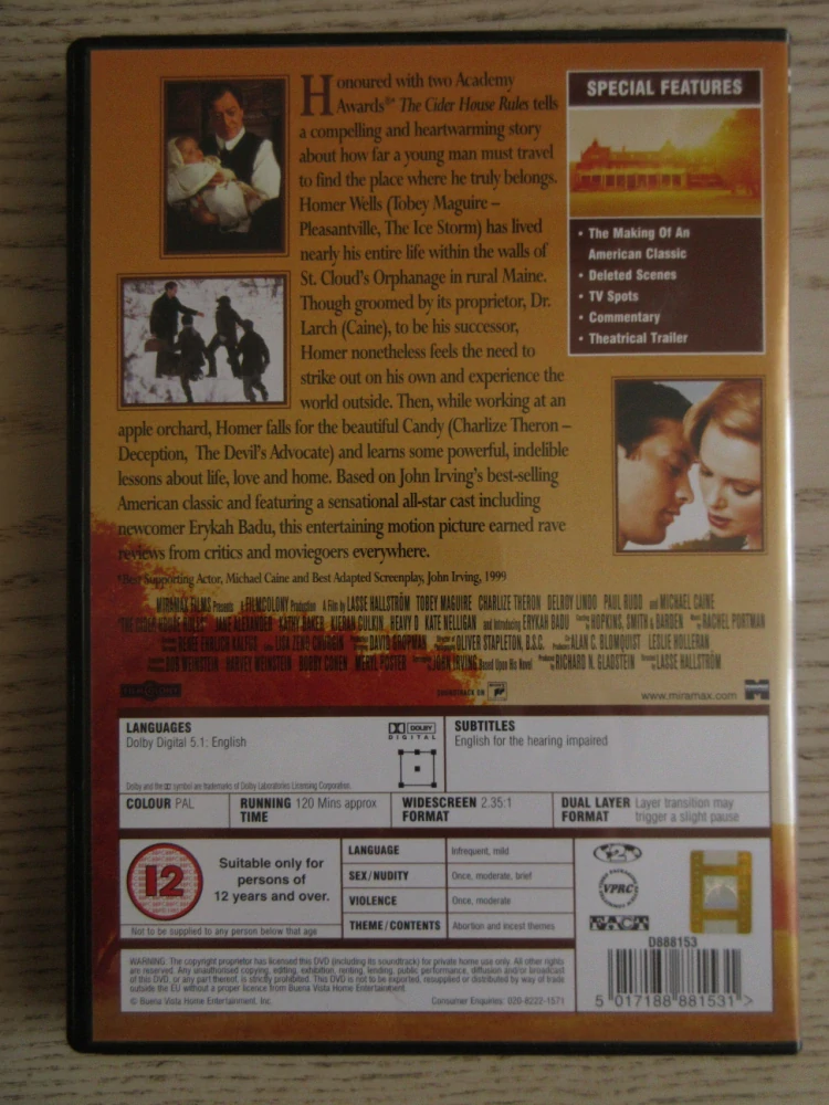 PRAVIDLA MOŠTÁRNY, M.CAINE, C.THERON, GB OBAL, ČESKÉ DVD FILM