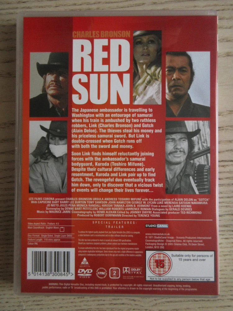 RUDÉ SLUNCE, C.BRONSON, A.DELON, GB OBAL, ČESKÉ DVD FILM