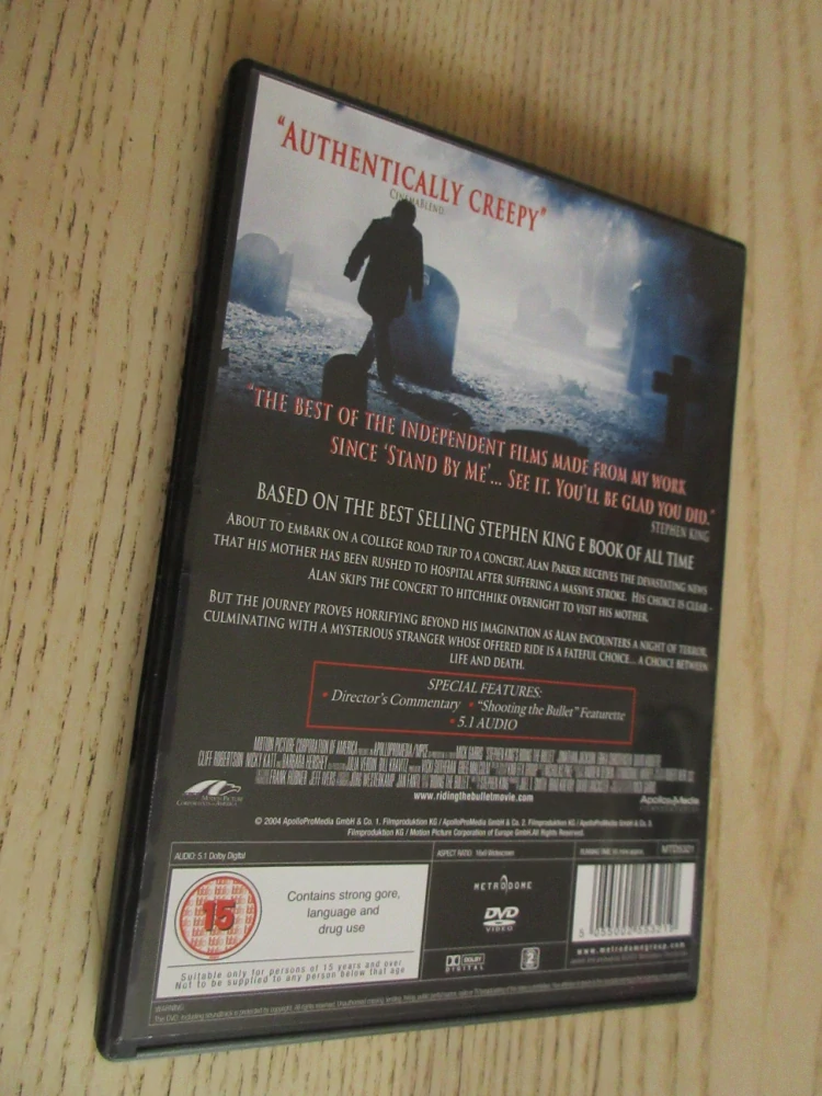 JÍZDA NA STŘELE, S.KING, GB OBAL, ČESKÉ DVD FILM