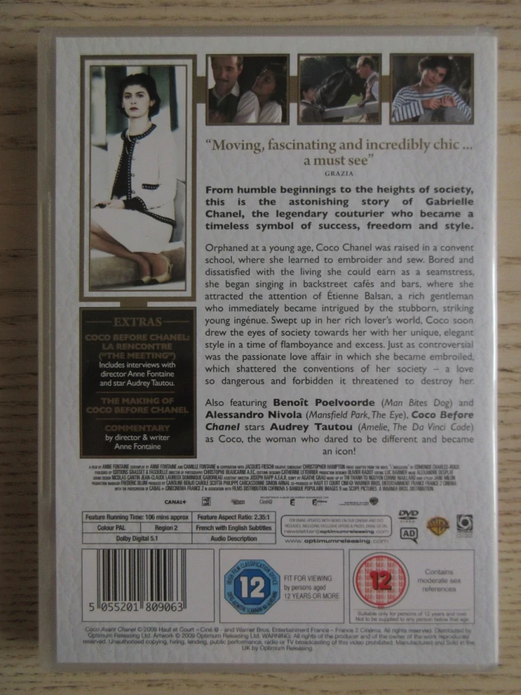 COCO CHANEL, A.TAUTOU, GB OBAL, ČESKÉ DVD FILM