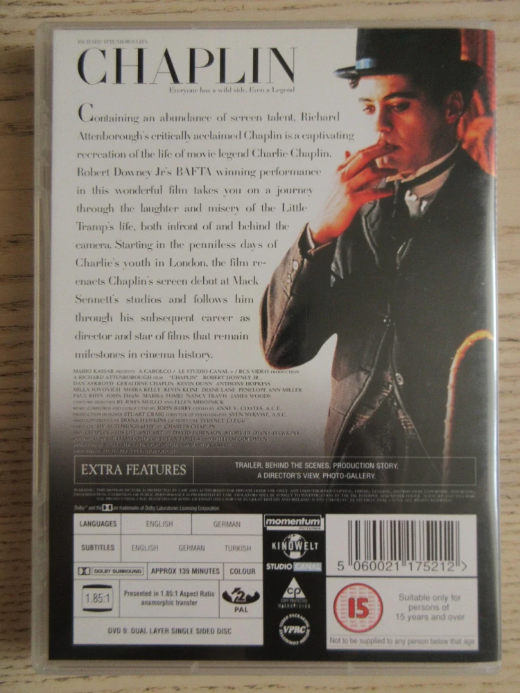 CHAPLIN, R.DOWNEY, GB OBAL, ČESKÉ DVD FILM