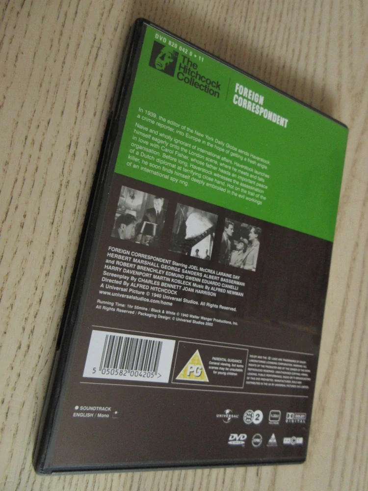 ZAHRANIČNÍ KORESPONDENT, HITCHCOCK, J.MCCREA, GB OBAL, ČESKÉ TIT. DVD FILM