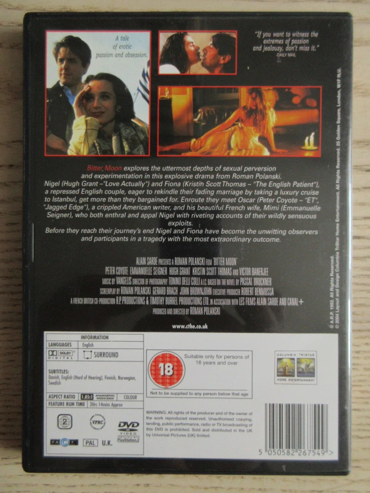 HOŘKÝ MĚSÍC, P.COYOTE, GB OBAL, ČESKÉ TIT. DVD FILM