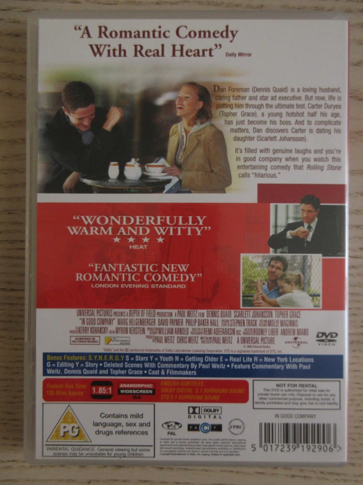 V DOBRÉ SPOLEČNOSTI, D.QUAID, S.JOHANSON, ČESKÉ DVD FILM
