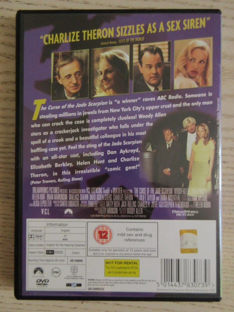 PROKLETÍ ŽLUTOZELENÉHO ŠKORPIONA, W.ALLEN, GB OBAL, ČESKÁ VERZE, DVD FILM