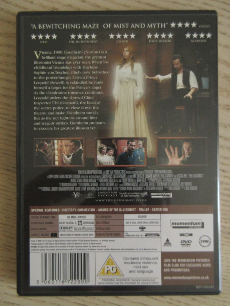 ILUZIONISTA, E.NORTON, GB OBAL, ČESKÁ VERZE, DVD FILM