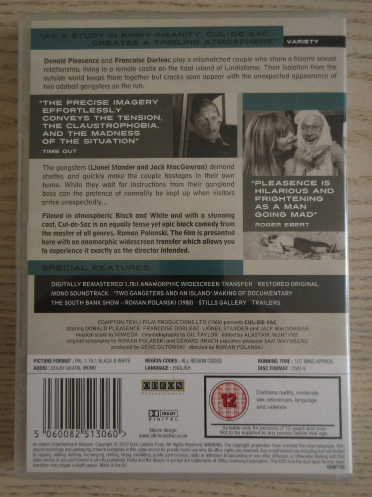 VE SLEPÉ ULIČCE, R.POLANSKI, GB OBAL, ČESKÁ VERZE, DVD FILM