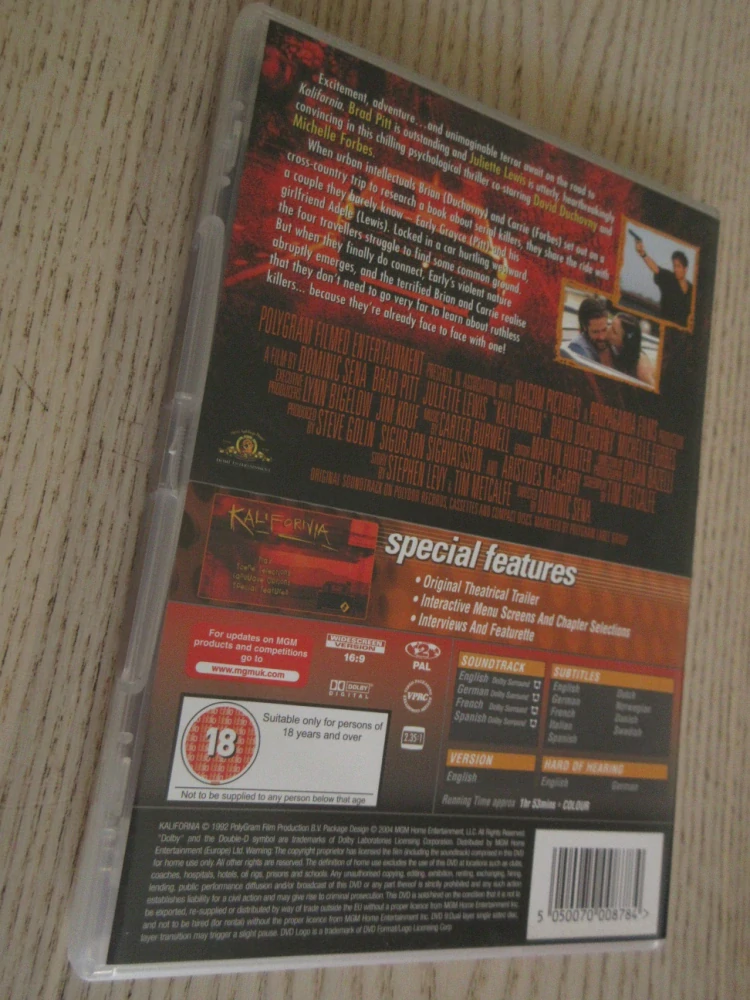 KALIFORNIE, B.PITT, J.LEWIS, GB OBAL, ČESKÁ VERZE, DVD FILM
