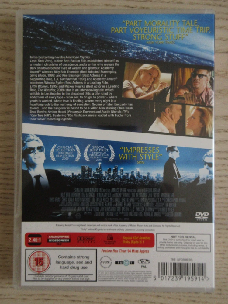 INFORMÁTOŘI, K.BASINGER, M.ROURKE, GB OBAL, ČESKÉ DVD FILM