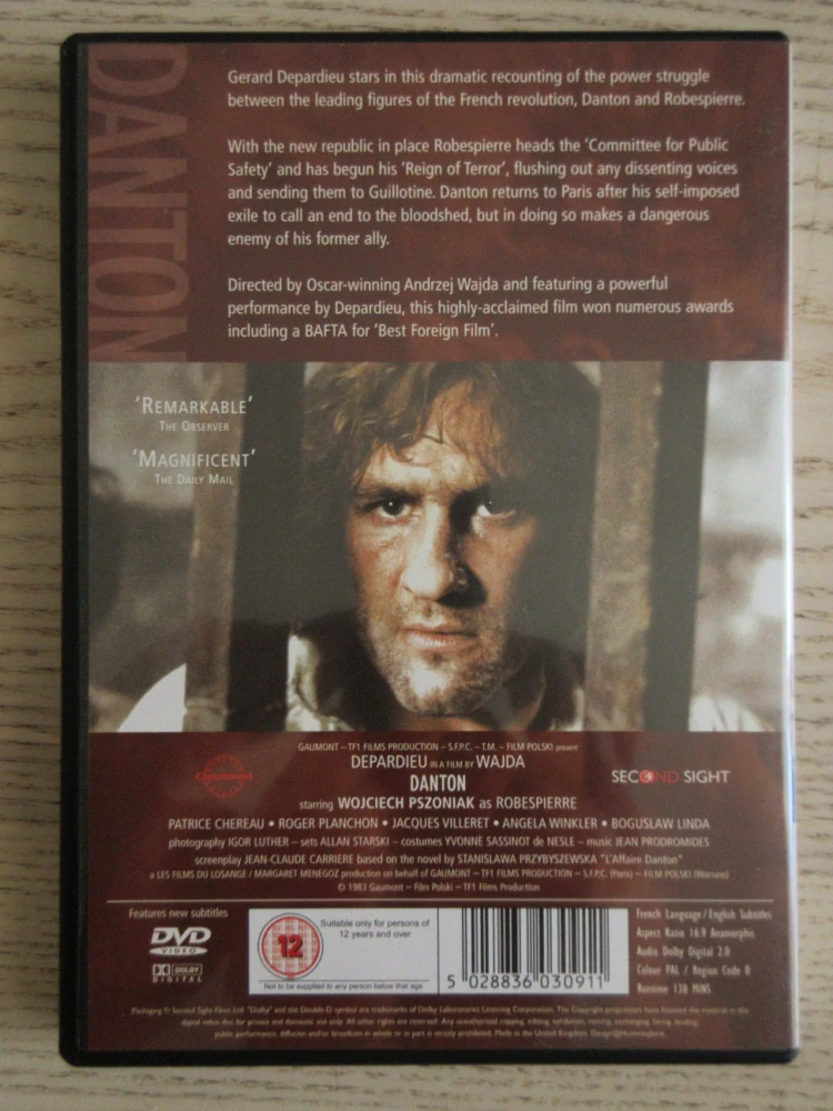 DANTON, DEPARDIEU, WAJDA, GB OBAL, ČESKÉ DVD FILM