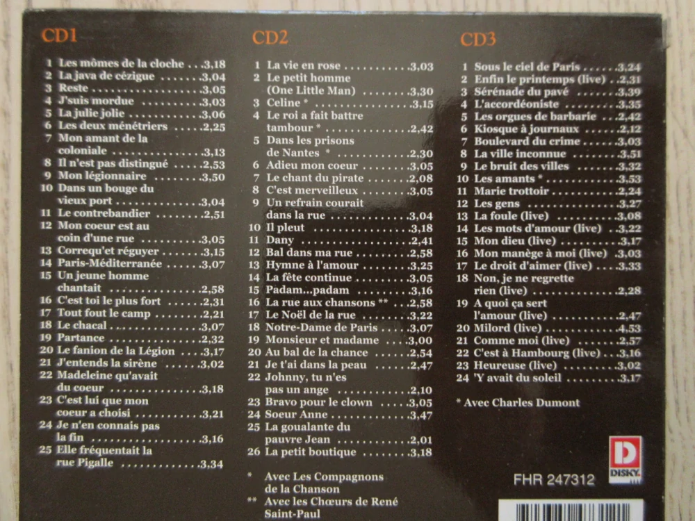EDITH PIAF, CHANSON, 3X CD HUDBA