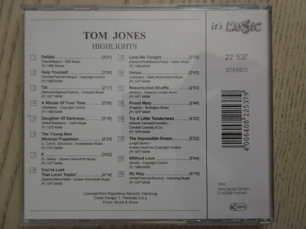 TOM JONES HIGHLIGHTS, CD HUDBA