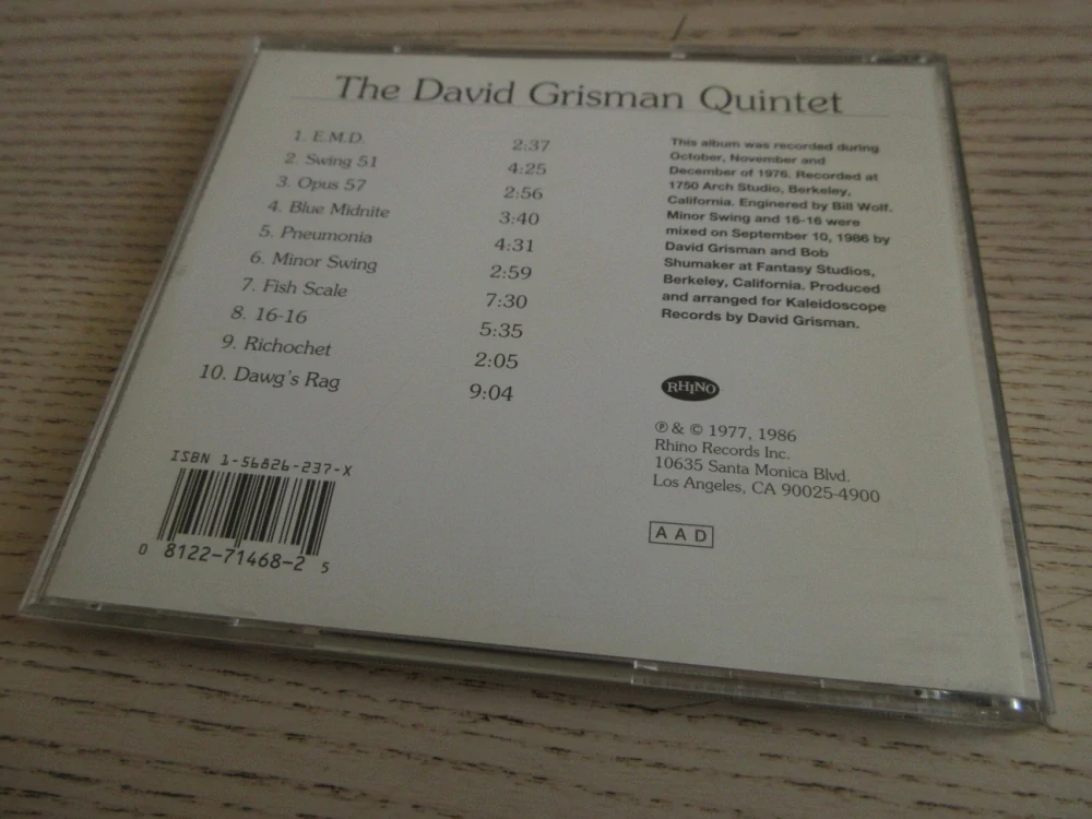 THE DAVID GRISMAM QUINTET, CD HUDBA