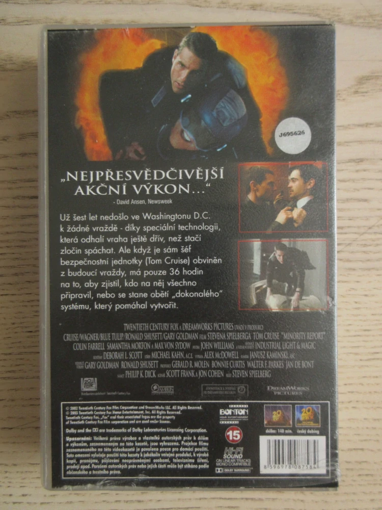 MINORITY REPORT, T. CRUISE, R: S. SPIELBERG, VHS VIDEOKAZETA