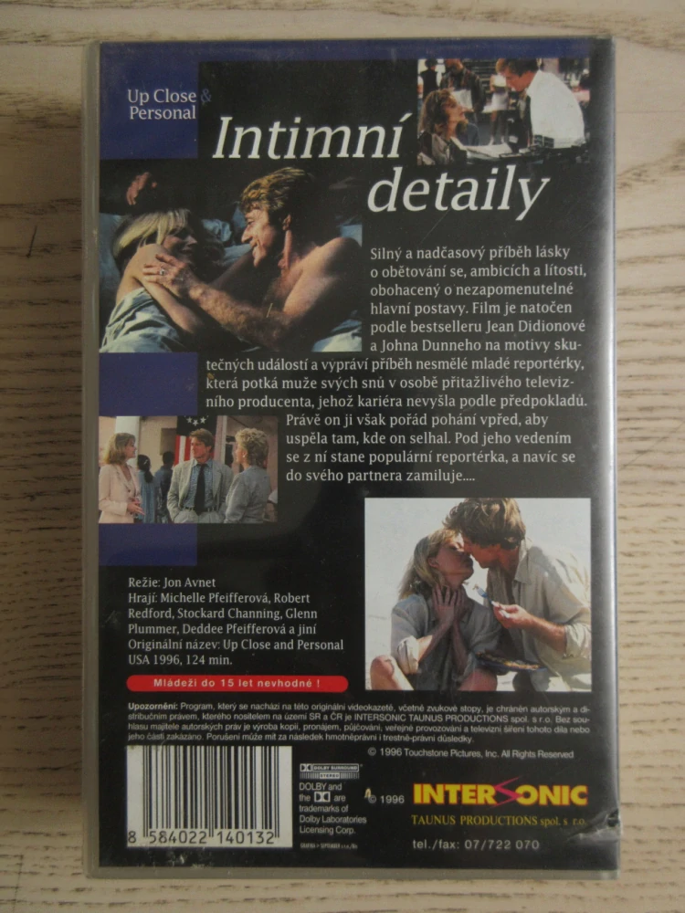 INTIMNÍ DETAILY, R. REDFORD, M. PFEIFFER, VHS VIDEOKAZETA