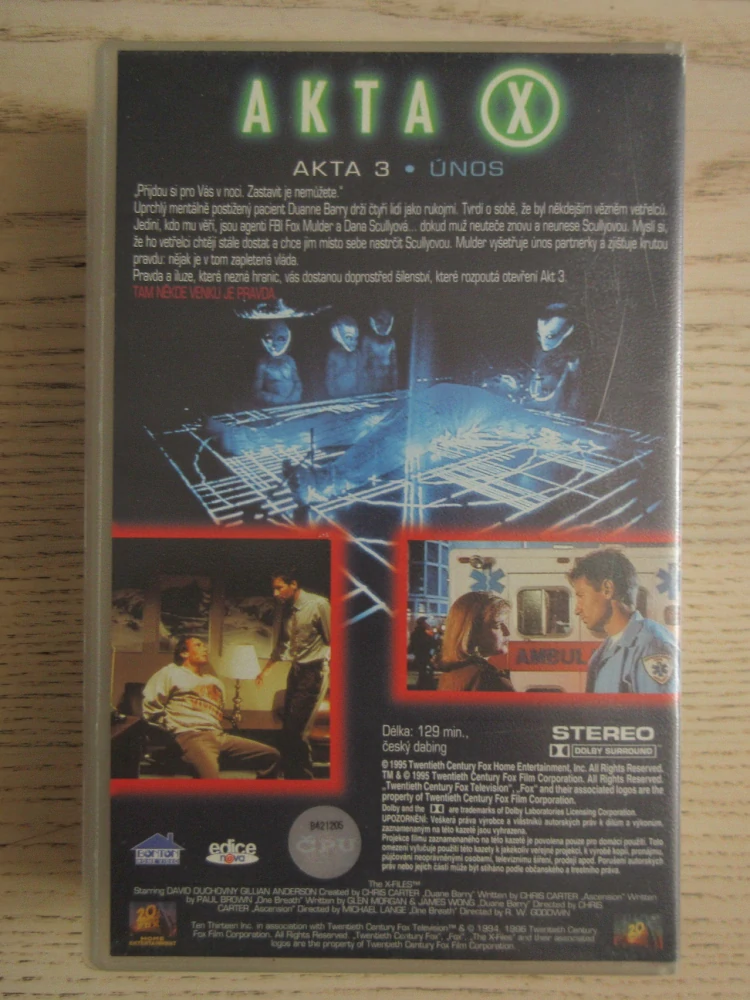 AKTA X - AKTA 3: ÚNOS, VHS VIDEOKAZETA