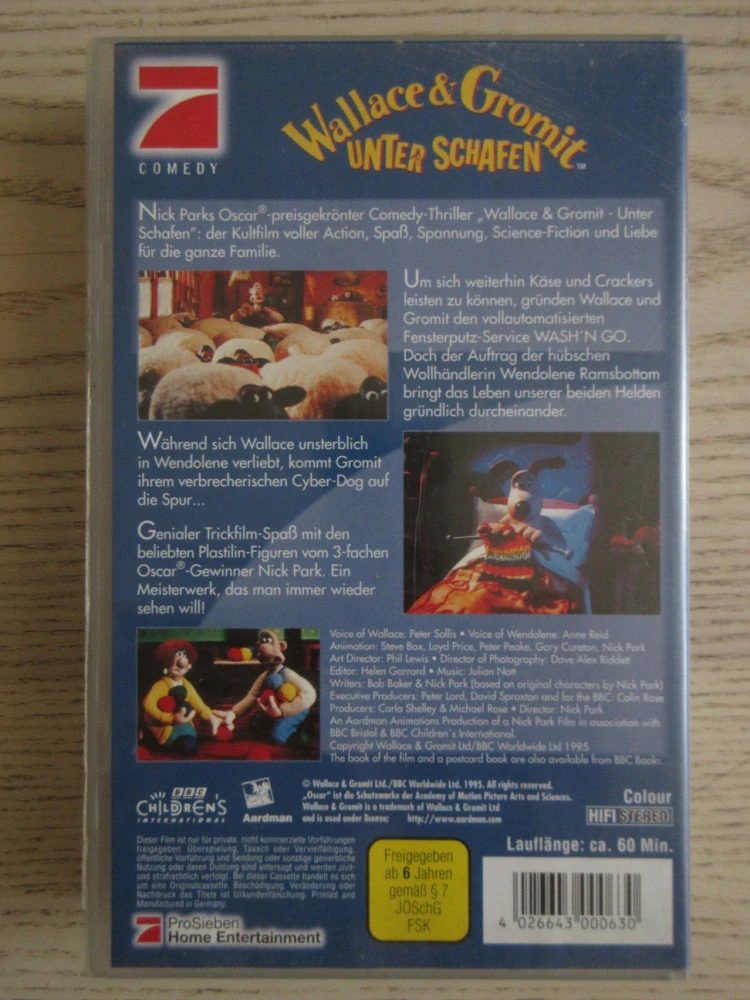 WALLACE A GROMIT, UNTER SCHAFEN, VHS VIDEOKAZETA