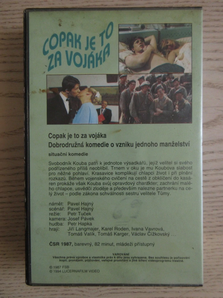 COPAK JE TO ZA VOJÁKA, J. LANGMAJER, K. RODEN, VHS VIDEOKAZETA