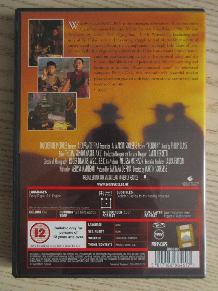 KUNDUN - ŽIVOT DALAJLÁMY, GB OBAL, ČESKÉ DVD FILM VČ. FILM BOOK