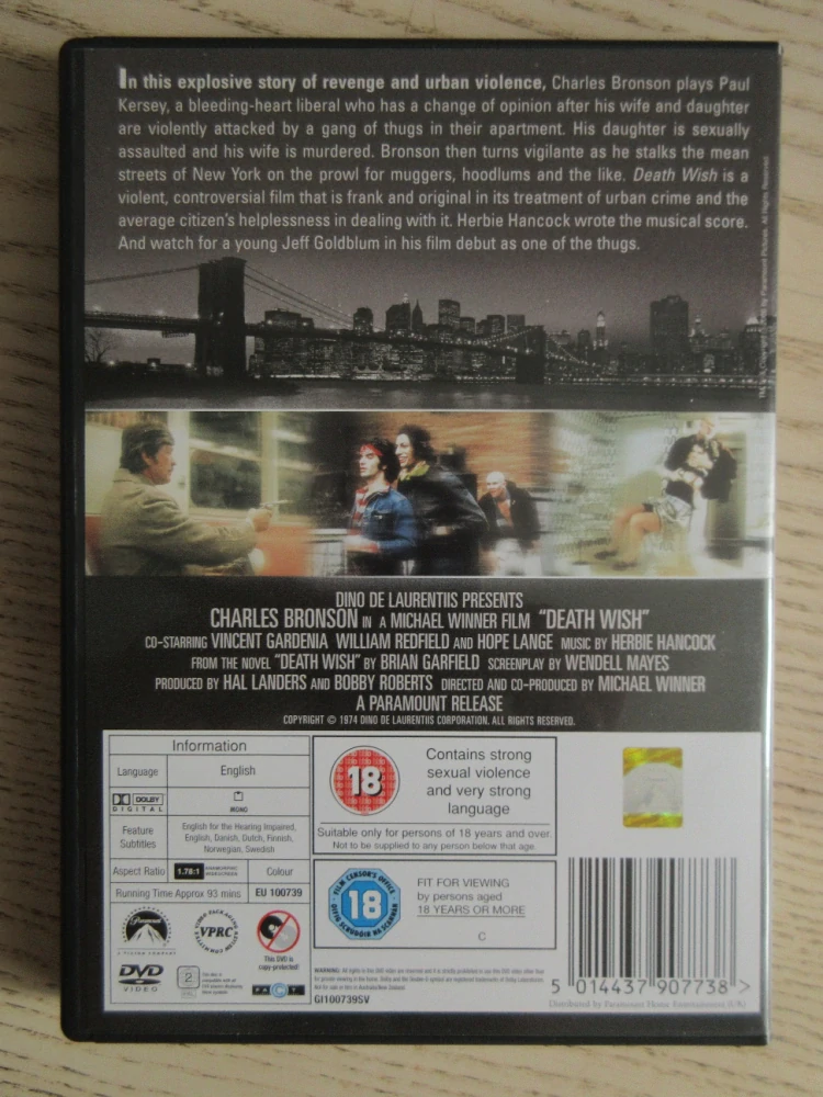 PŘÁNÍ SMRTI, R: M. WINNER, CH. BRONSON, GB OBAL, ČESKÉ DVD FILM