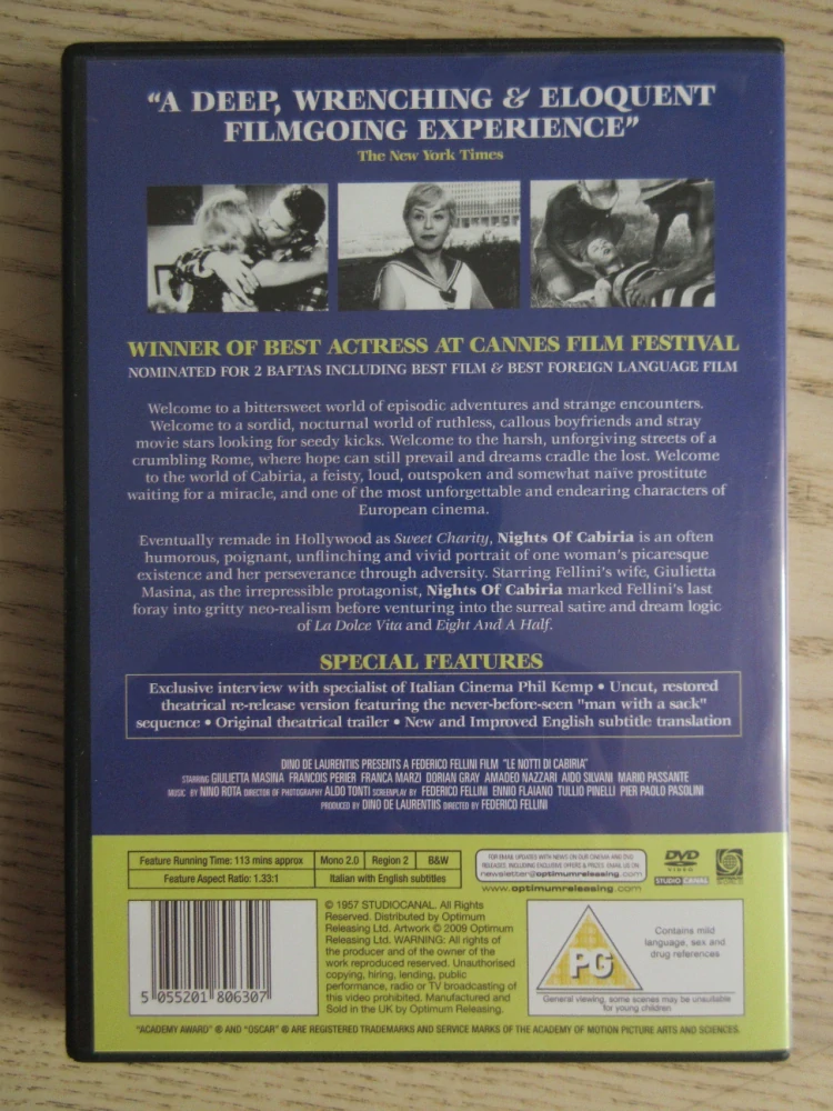 CABRIINY NOCI, FELLINI, GB OBAL, ČESKÁ VERZE, DVD FILM