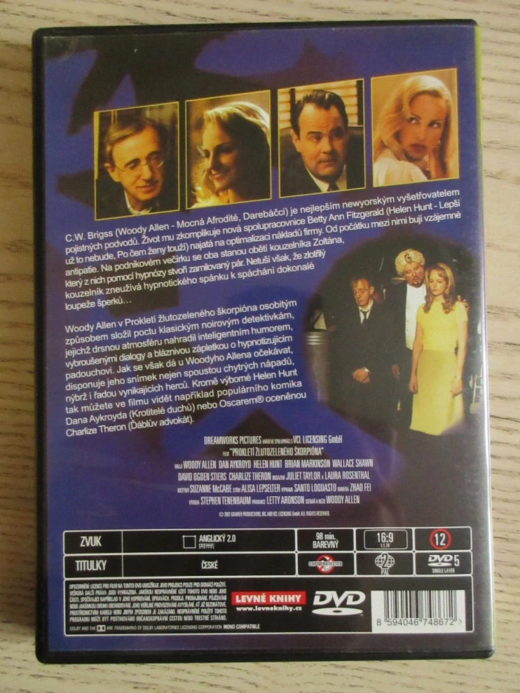 PROKLETÍ ŽLUTOZELENÉHO ŠKORPIÓNA, W. ALLEN, D. AYKROYD, H. HUNT, DVD FILM