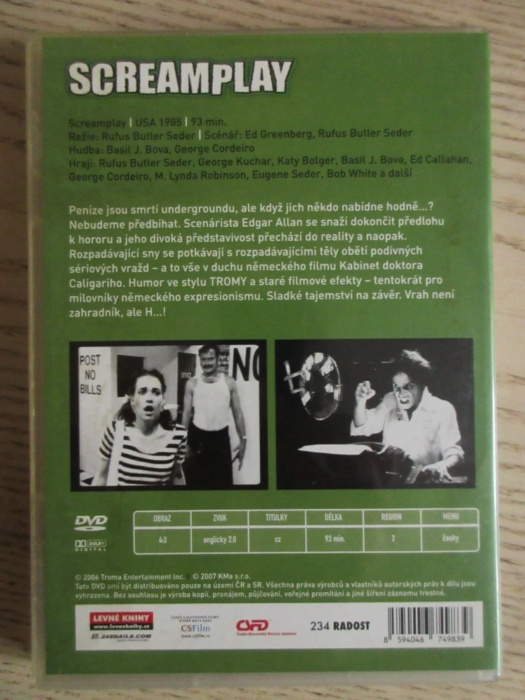 SCREAMPLAY, R. B. SEDER, G. KUCHAR, DVD FILM