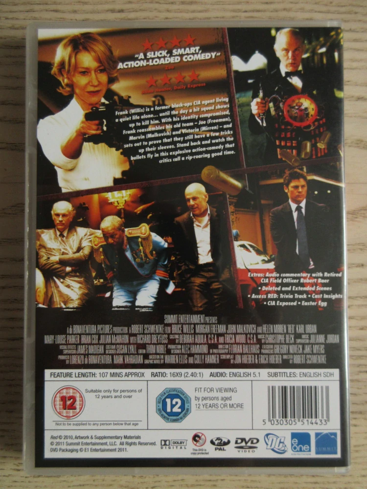 RED, B. WILLIS, M. FREEMAN, J. MALKOVICH, GB OBAL, DVD FILM