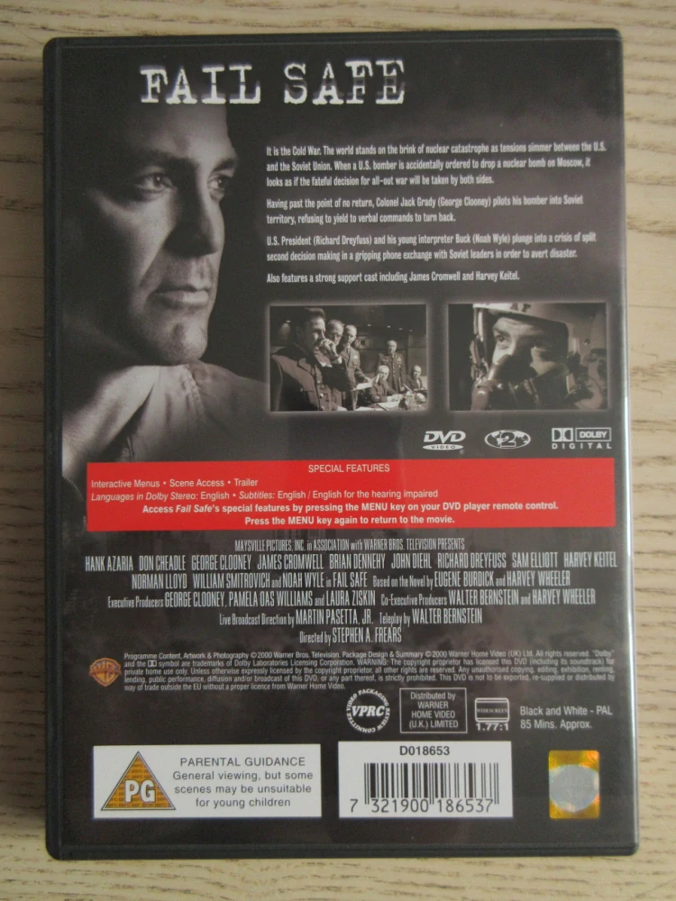FAIL SAFE, G. CLOONEY, J. CROMWELL, GB OBAL, DVD FILM