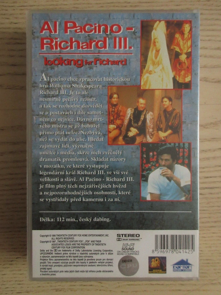 AL PACINO - RICHARD III., A. BALDWIN, A. QUINN, VHS