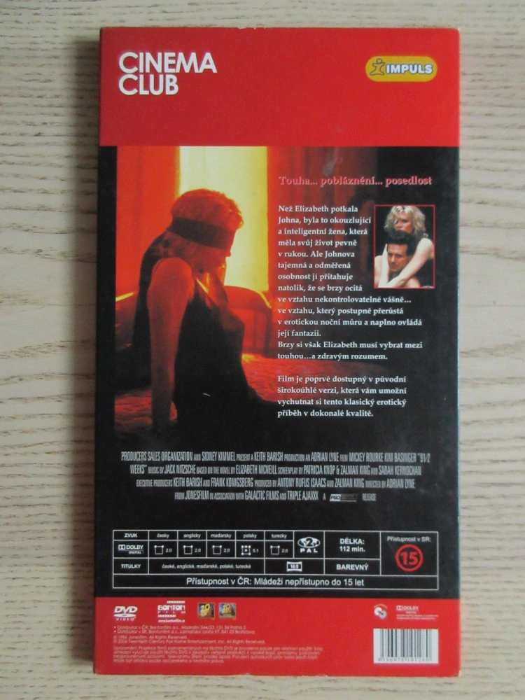 9 A 1/2 TÝDNE, M. ROURKE, K. BASINGER, DVD FILM