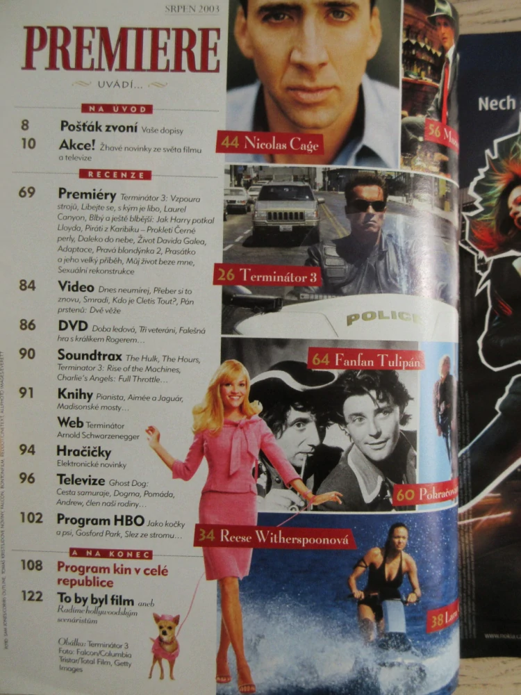 FILMOVÝ ČASOPIS PREMIERE, TERMINÁTOR 3, J. DEPP, O. BLOOM, 8/2003