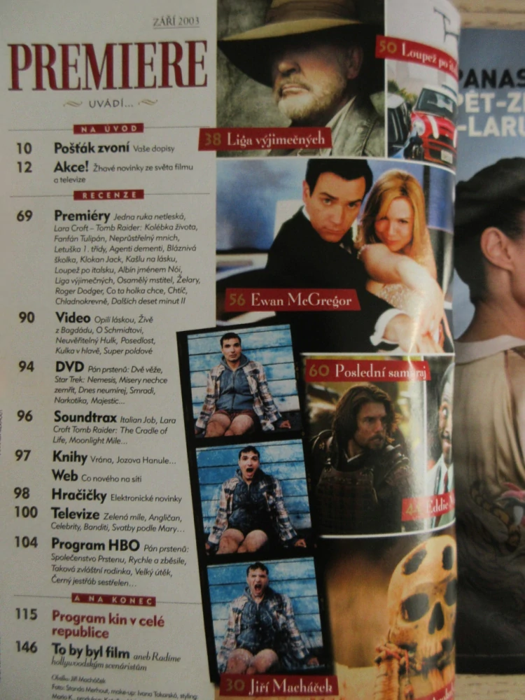 FILMOVÝ ČASOPIS PREMIERE, JEDNA RUKA NETLESKÁ, S. CONNERY, O. TROJAN, E. MCGREGOR, 9/2003