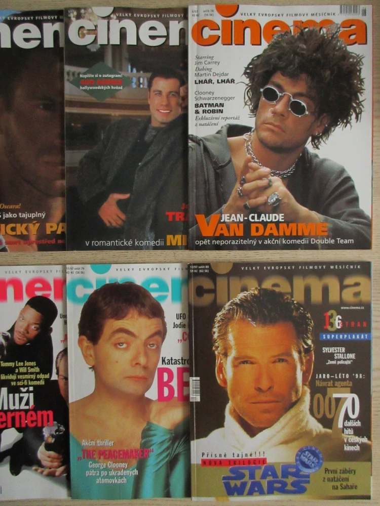 FILMOVÝ ČASOPIS CINEMA, Č. 1-12/1997, M. GIBSON, S. STALLONE, M. FORMAN, R. FIENNES, J. TRAVOLTA, J.-C. VAN DAMME, W. ALLEN, A. SCHWARZENEGGER, W. SMITH, R. ATKINSON, **an