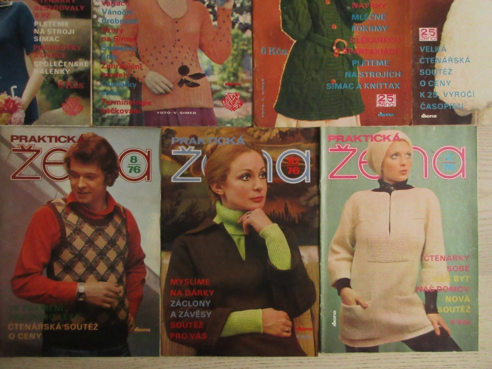 7X ČASOPIS PRAKTICKÁ ŽENA, R. 1974-1976, HÁČKOVÁNÍ, MÓDA, **an