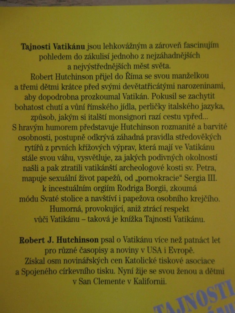 TAJNOSTI VATIKÁNU - PRŮVDCE ZÁKULISÍM, ROBERT J. HUTCHINSON, **an