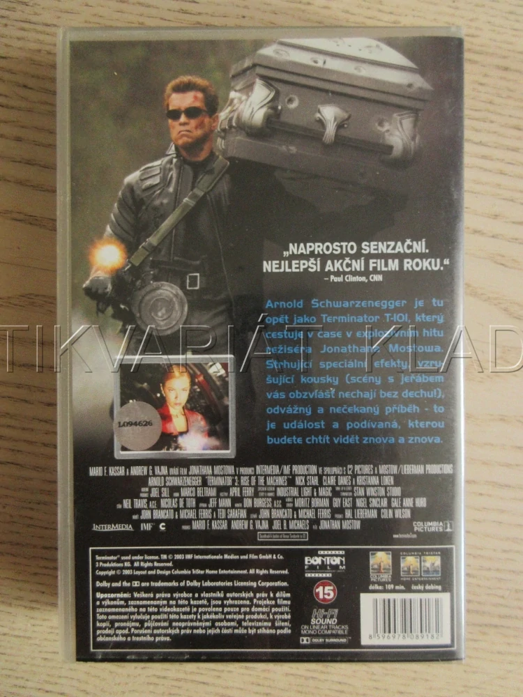 TERMINÁTOR 3., VZPOURA STROJŮ, SCHWARZENEGGER, VHS