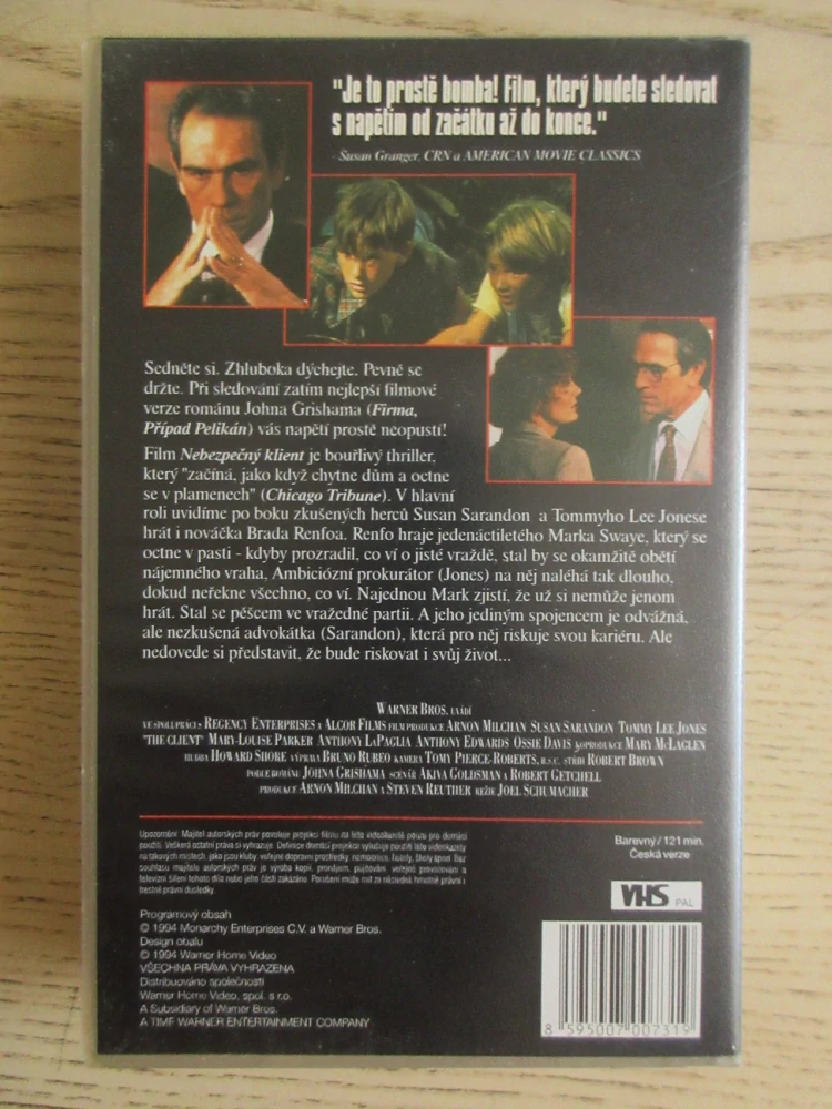NEBEZPEČNÝ KLIENT, T. L. JONES, S. SARANDON, VHS VIDEOKAZETA